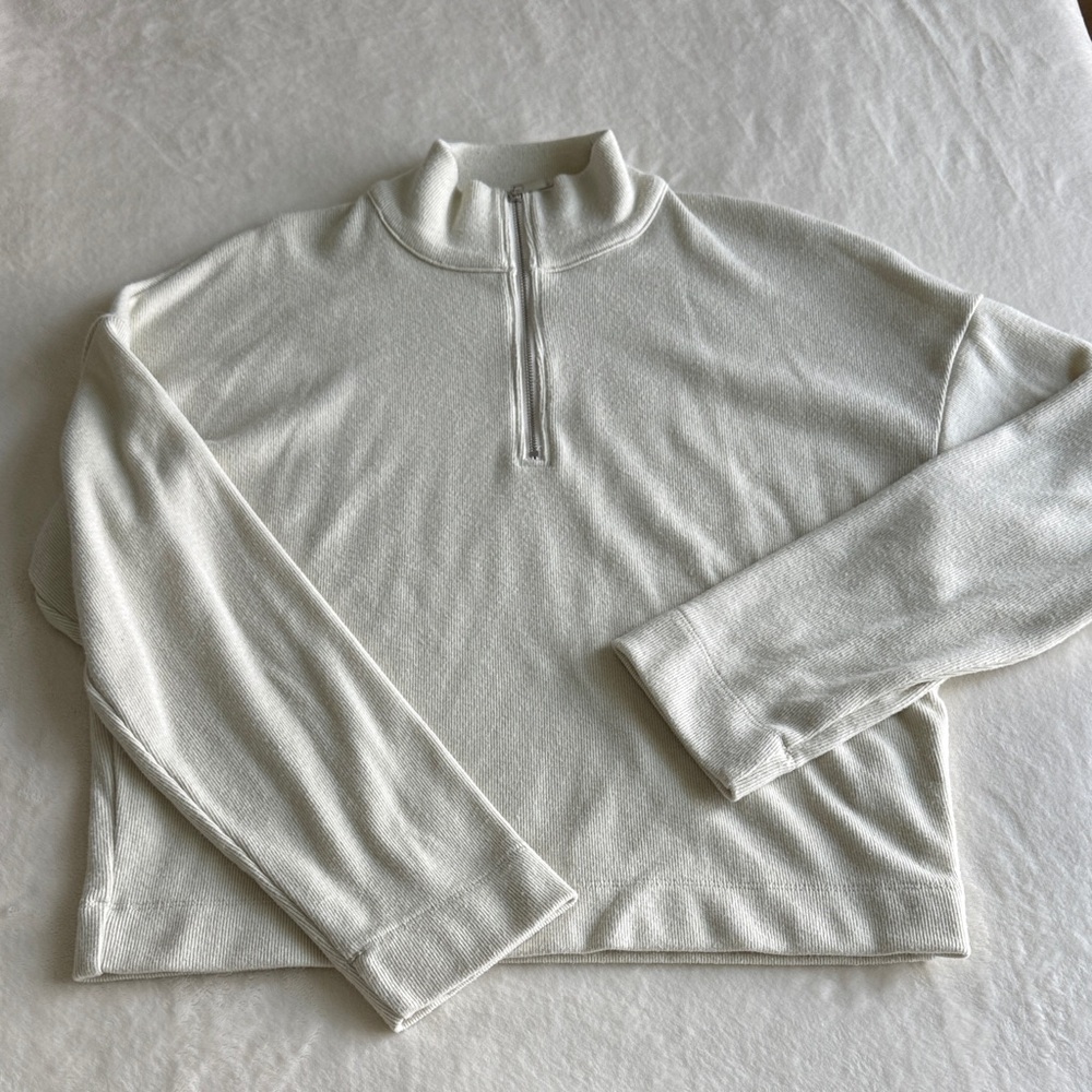 Madewell Quarter-Zip Pullover in Stone